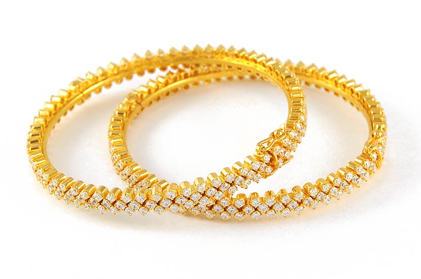 Gold bangles with stones | Dhanalakshmi Jewellers