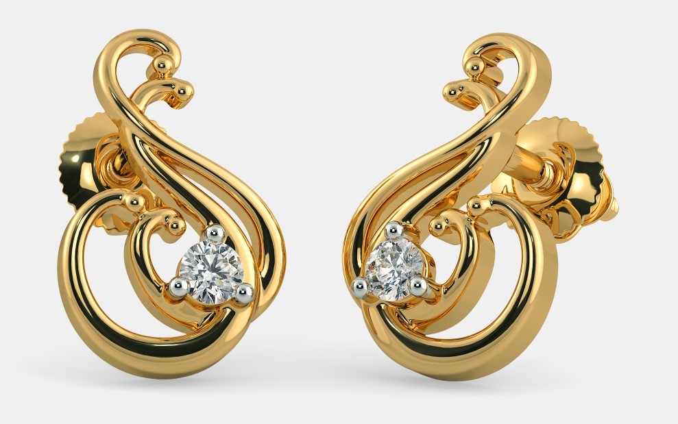 Stud Gold Earrings Designs with Price and Weight, Gold Studs Designs