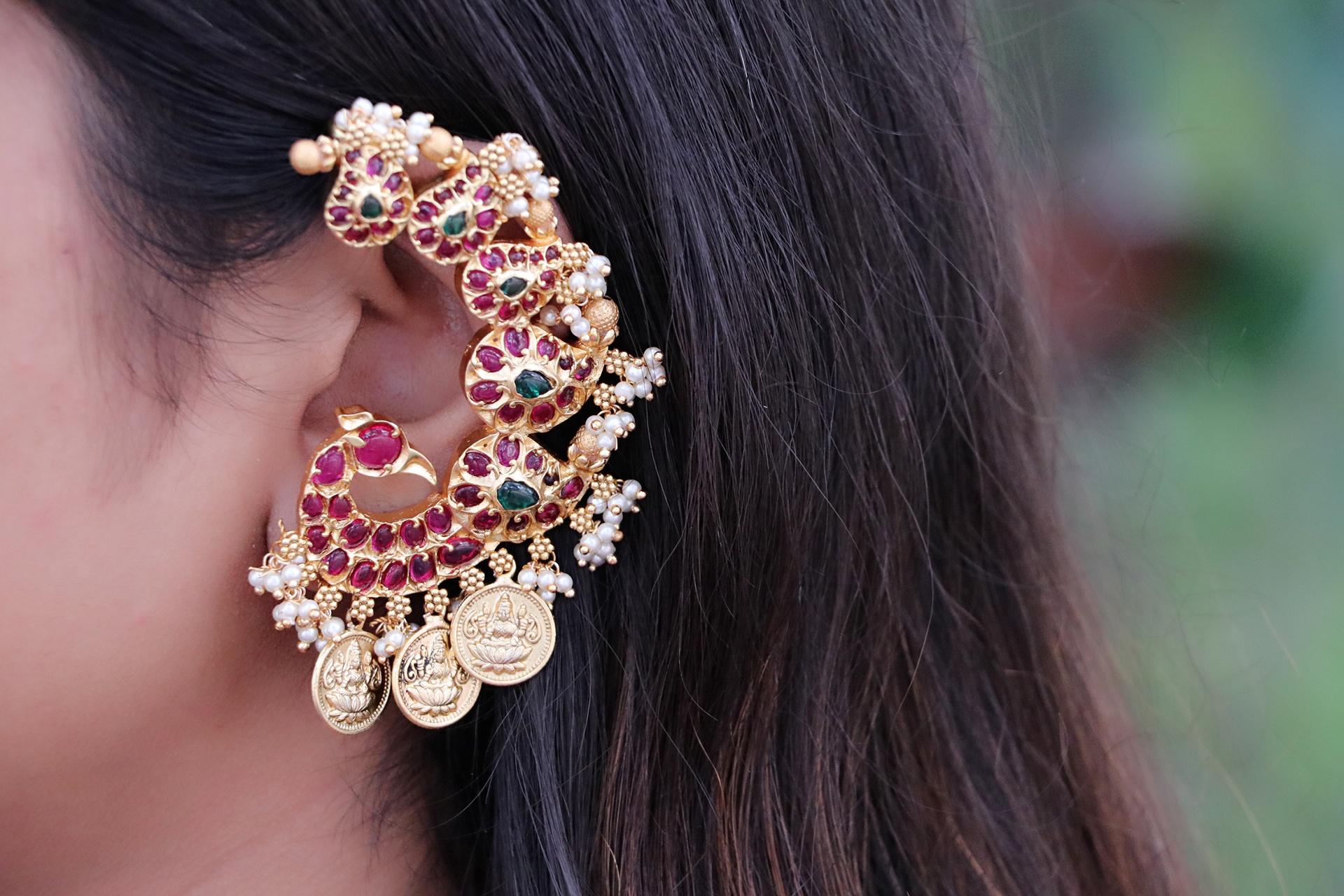 Traditional Gold Ear Cuff Earrings Designs Dhanalakshmi Jewellers