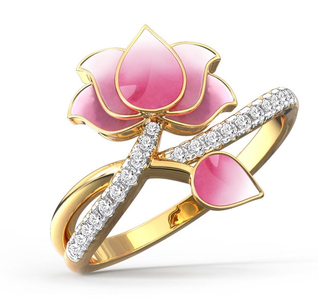 Solid 10k Yellow Gold Lotus Flower Open Wrap Ring With Cubic Zirconia  Stones Size 8 Trendy Women's Ring - Etsy