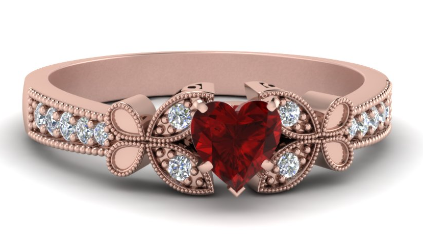 Heart Shaped Ruby Ring