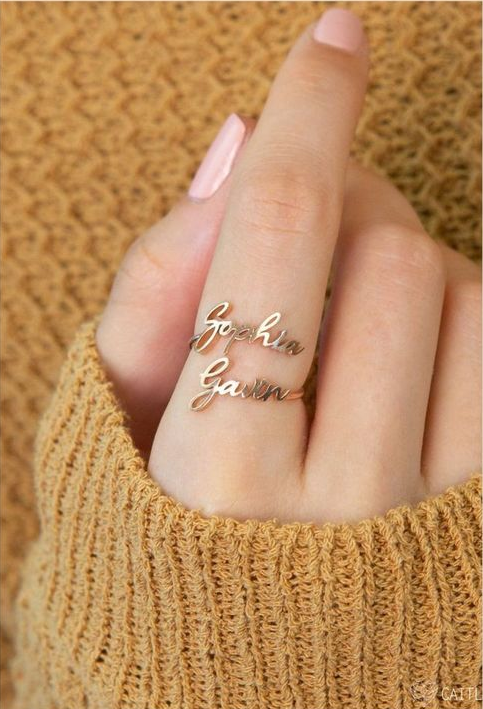 Engraved Ambigram Couple Rings |